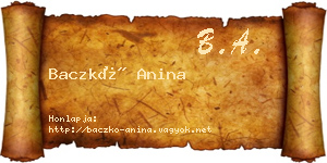 Baczkó Anina névjegykártya